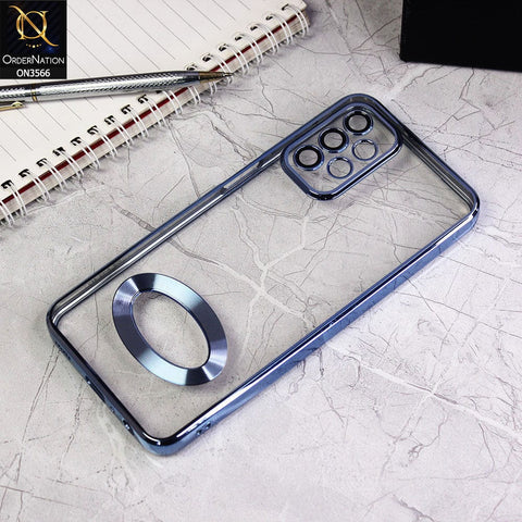 Samsung Galaxy A73 5G Cover - Sierra Blue - Electroplating Borders Logo Hole Camera Lens Protection Soft Silicone Case