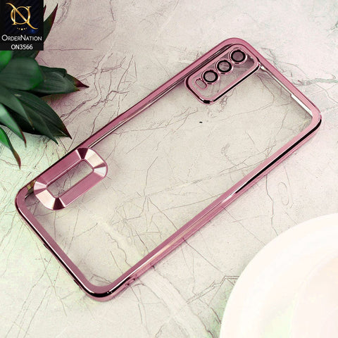 Vivo Y20i Cover  - Rose Gold - Electroplating Borders Logo Hole Camera Lens Protection Soft Silicone Case