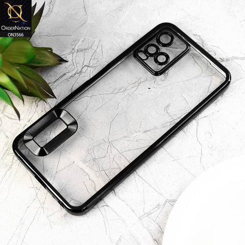 Vivo Y21a Cover  - Black - Electroplating Borders Logo Hole Camera Lens Protection Soft Silicone Case
