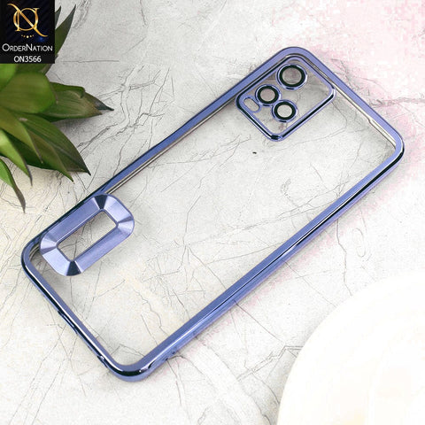 Vivo Y21 Cover  - Sierra Blue - Electroplating Borders Logo Hole Camera Lens Protection Soft Silicone Case
