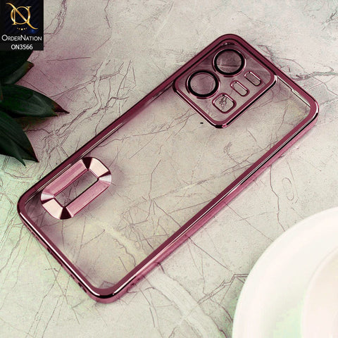 Vivo Y22 Cover  - Rose Gold - Electroplating Borders Logo Hole Camera Lens Protection Soft Silicone Case