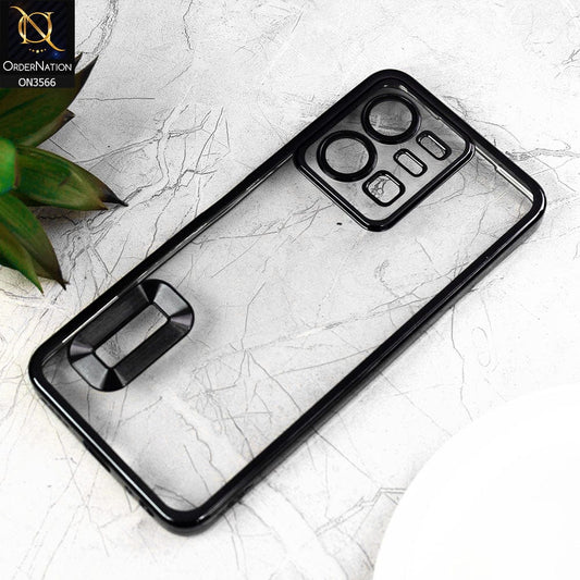 vivo Y35 4G Cover  - Black - Electroplating Borders Logo Hole Camera Lens Protection Soft Silicone Case