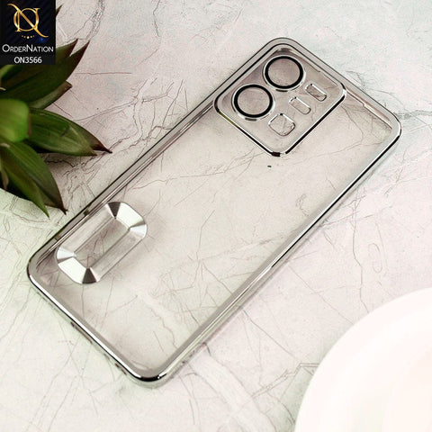 vivo Y35 4G Cover  - Silver - Electroplating Borders Logo Hole Camera Lens Protection Soft Silicone Case
