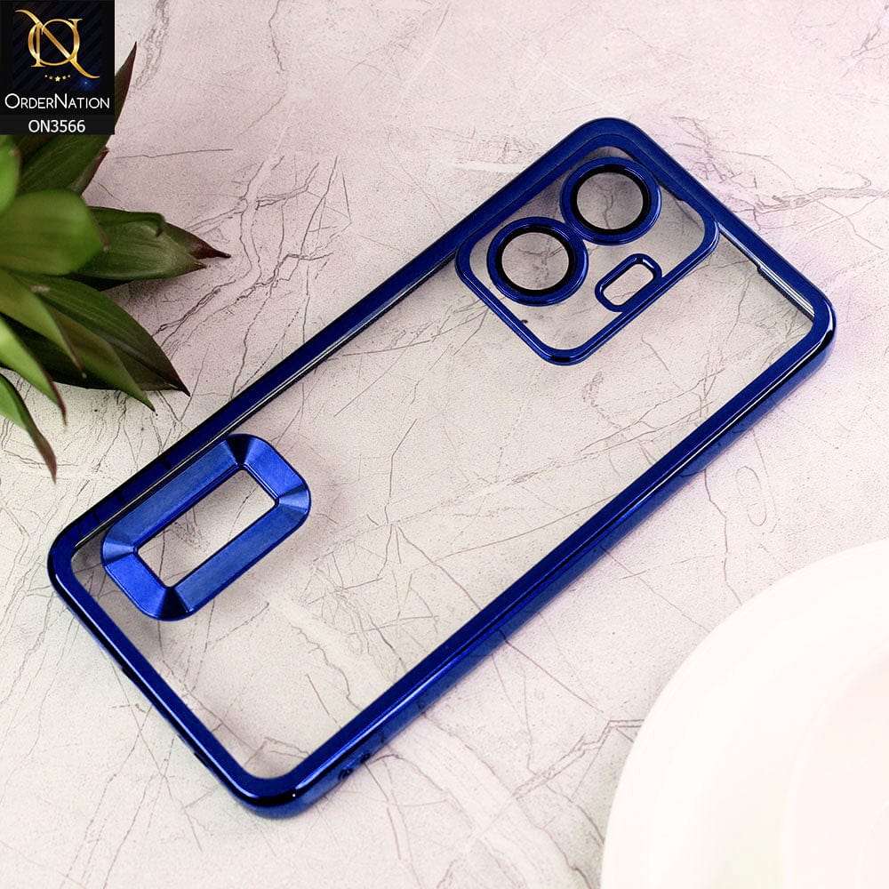 Vivo Y55 4G Cover  - Blue - Electroplating Borders Logo Hole Camera Lens Protection Soft Silicone Case