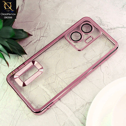 Vivo Y55 4G Cover  - Rose Gold - Electroplating Borders Logo Hole Camera Lens Protection Soft Silicone Case