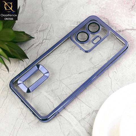 Vivo Y55 4G Cover  - Sierra Blue - Electroplating Borders Logo Hole Camera Lens Protection Soft Silicone Case