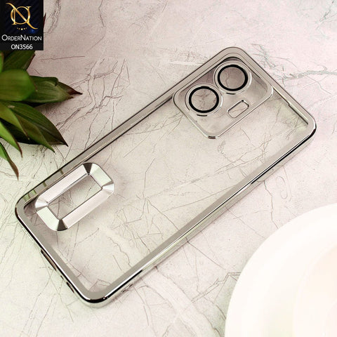 Vivo Y55 4G Cover  - Silver - Electroplating Borders Logo Hole Camera Lens Protection Soft Silicone Case