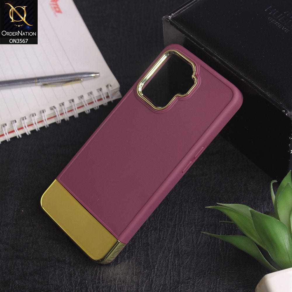 Oppo F19 Pro - Burgundy -Camera Electroplated Soft Silicone Case