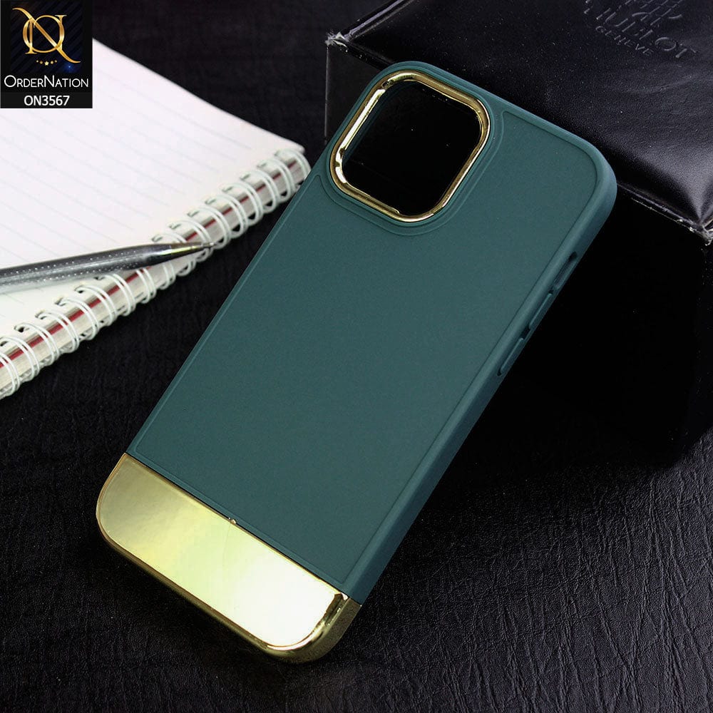 iPhone 13 Pro Max Cover - Green - Camera Electroplated Soft Silicone Case