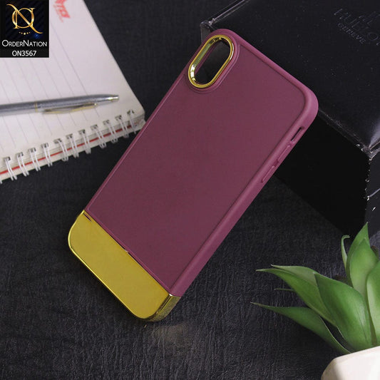 iPhone X - Burgundy -Camera Electroplated Soft Silicone Case
