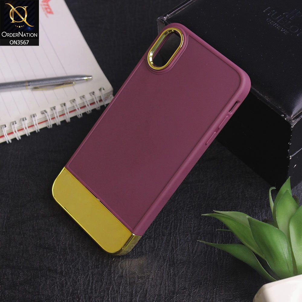 iPhone XS Max - Burgundy -Camera Electroplated Soft Silicone Case