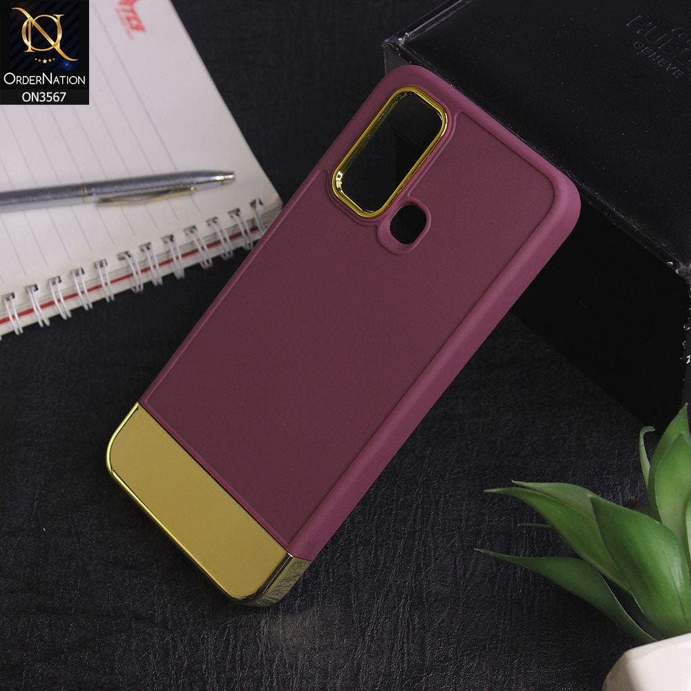 Vivo Y50 - Burgundy -Camera Electroplated Soft Silicone Case