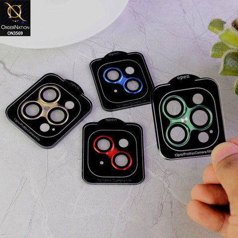 iPhone 13 Pro Protector - Golden - Alloy Metal Frame Camera Lens Screen Protector