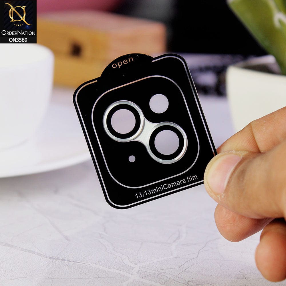 iPhone 13 Mini Protector - Silver - Alloy Metal Frame Camera Lens Screen Protector