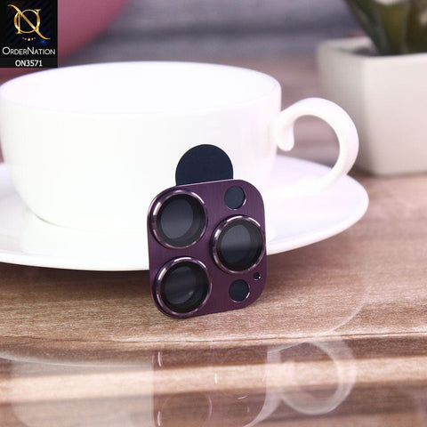 iPhone 14 Pro Protector - Purple - Metal Brush Texture Scratch-Resistant Camera Glass Protector