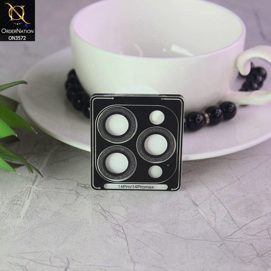 iPhone 14 Pro Max Protector - Black - New Style Metal Glitter Camera Lens Scratch-Resistant Glass Protector