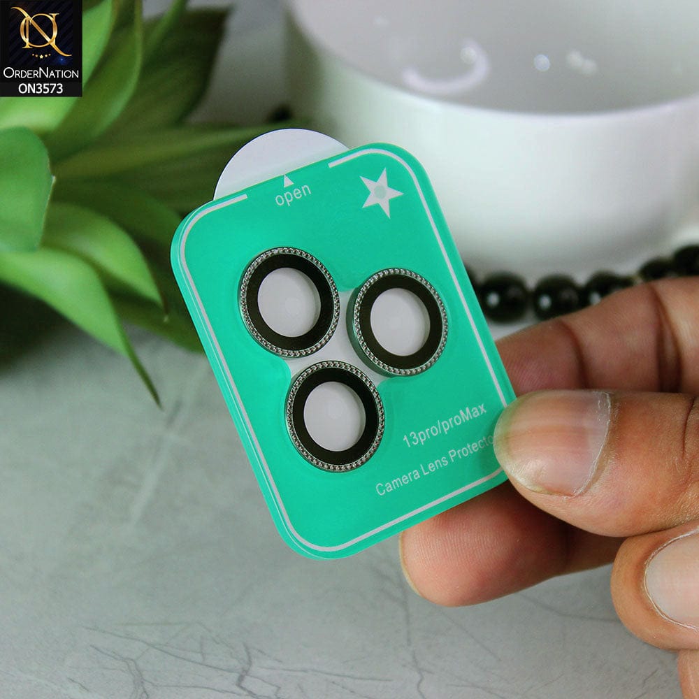 iPhone 13 Pro Max Protector - Green - New Stylish Diamond Cut Camera Lens Scratch-Resistant Glass Protector