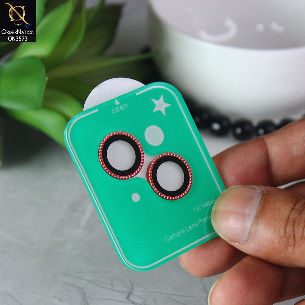 iPhone 14 Plus Protector - Red - New Stylish Diamond Cut Camera Lens Scratch-Resistant Glass Protector