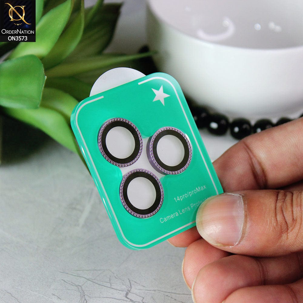 iPhone 14 Pro Protector - Purple - New Stylish Diamond Cut Camera Lens Scratch-Resistant Glass Protector