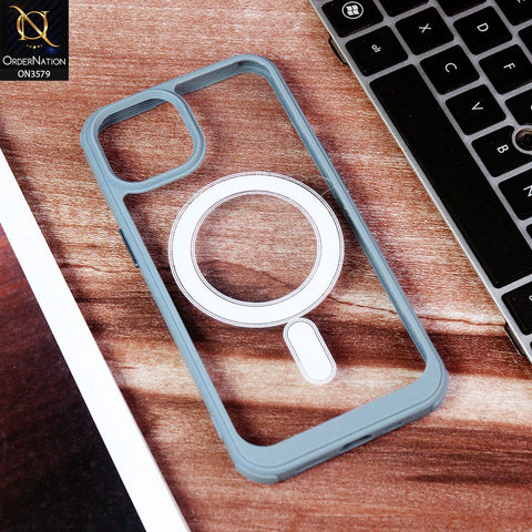iPhone 14 Cover - Sierrablue - Premium Quality MagSafe Colour Border Soft Silicon Case - (MagSafe Notification Not Enabled)