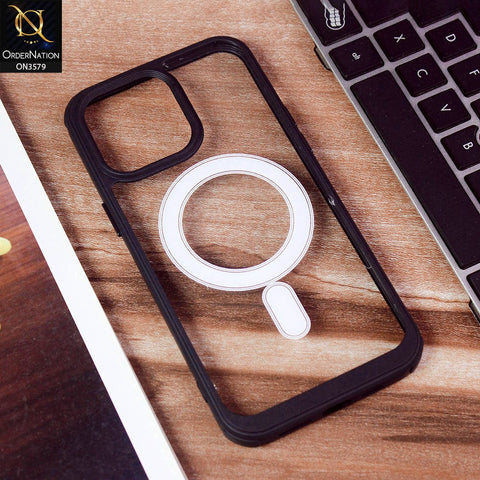 iPhone 14 Pro Max Cover - Black - Premium Quality MagSafe Colour Border Soft Silicon Case - (MagSafe Notification Not Enabled)