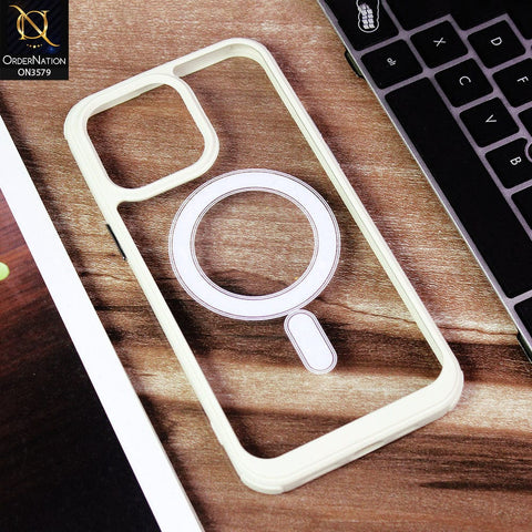 iPhone 14 Pro Max Cover - Icewhite - Premium Quality MagSafe Colour Border Soft Silicon Case - (MagSafe Notification Not Enabled)
