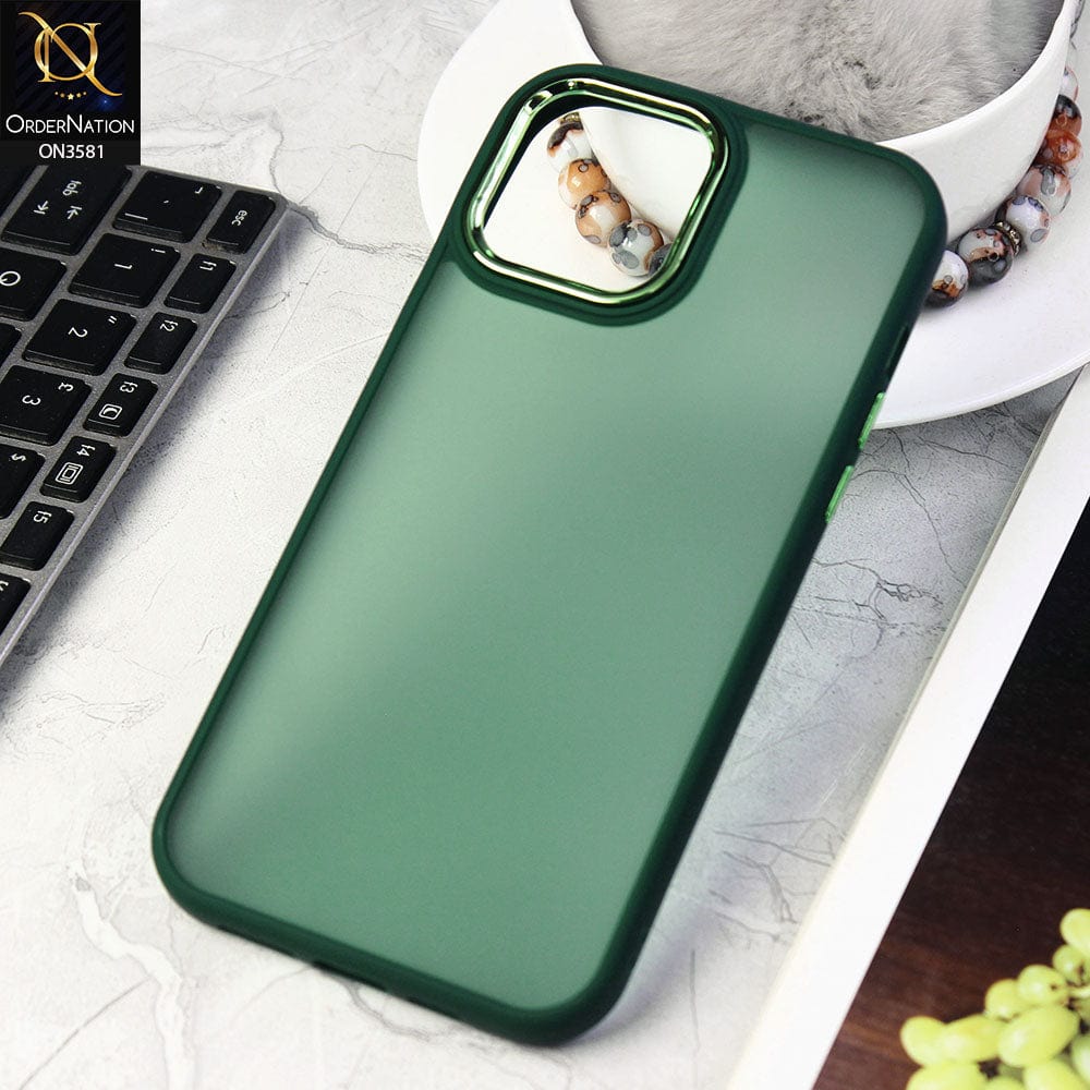 iPhone 13 Pro Max Cover - Green -  Trendy Electroplating Camera Shiny Borders Crash Resistant Pc+Tpu Protective Case