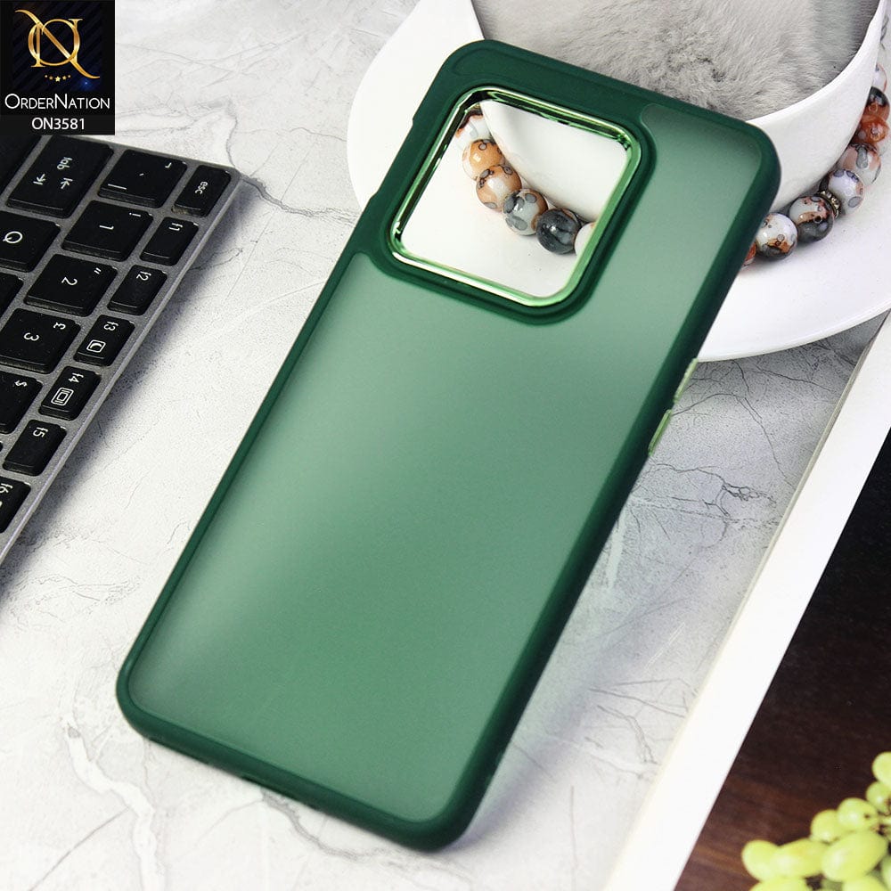 OnePlus 10 Pro  Cover - Green -  Trendy Electroplating Camera Shiny Borders Crash Resistant Pc+Tpu Protective Case u2