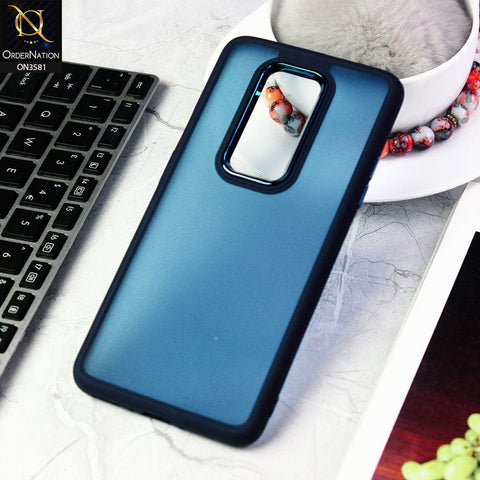 OnePlus 7 Pro Cover - Blue -  Trendy Electroplating Camera Shiny Borders Crash Resistant Pc+Tpu Protective Case