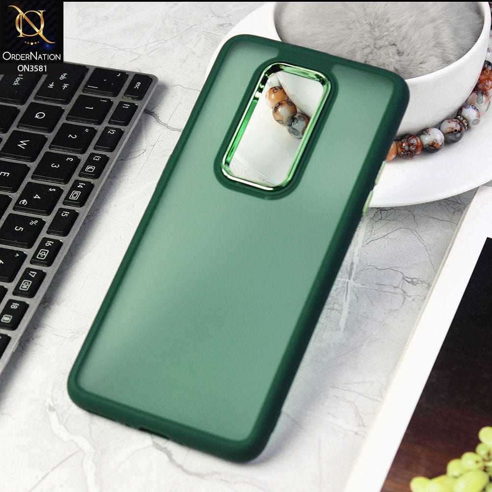 OnePlus 7 Pro Cover - Green -  Trendy Electroplating Camera Shiny Borders Crash Resistant Pc+Tpu Protective Case