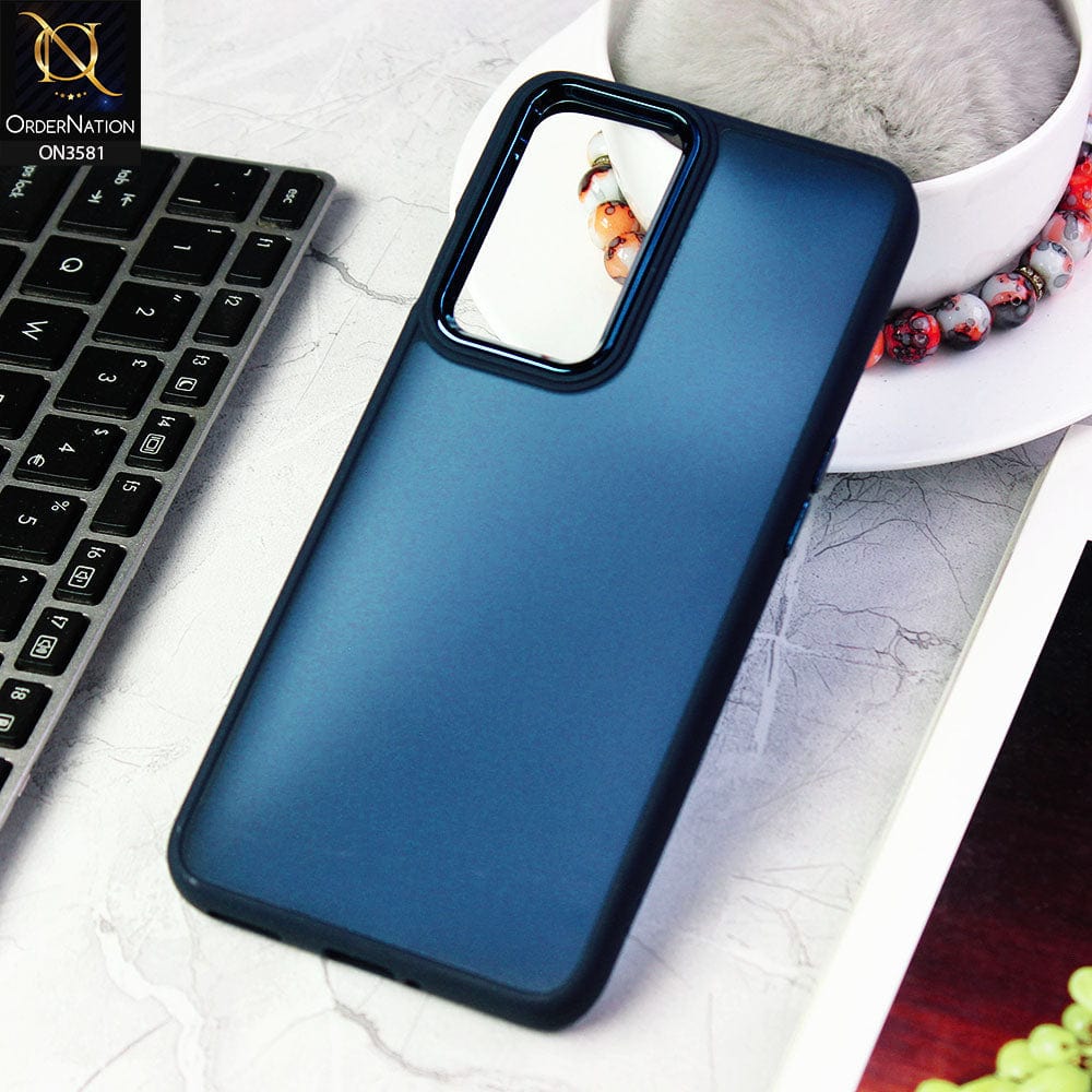 OnePlus 9  Cover - Blue -  Trendy Electroplating Camera Shiny Borders Crash Resistant Pc+Tpu Protective Case