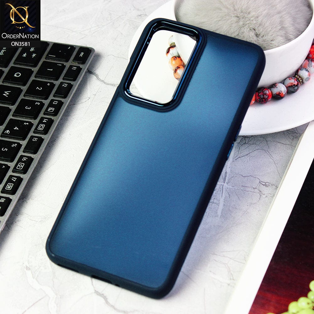 OnePlus 9 Pro  Cover - Blue -  Trendy Electroplating Camera Shiny Borders Crash Resistant Pc+Tpu Protective Case