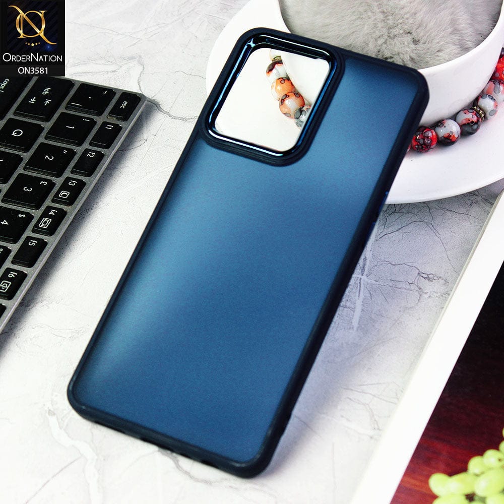 Oppo F21 Pro 4G  Cover - Blue -  Trendy Electroplating Camera Shiny Borders Crash Resistant Pc+Tpu Protective Case