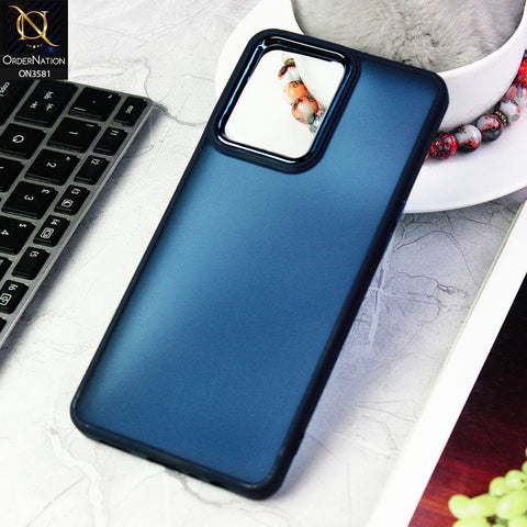 Oppo F21 Pro 4G  Cover - Blue -  Trendy Electroplating Camera Shiny Borders Crash Resistant Pc+Tpu Protective Case
