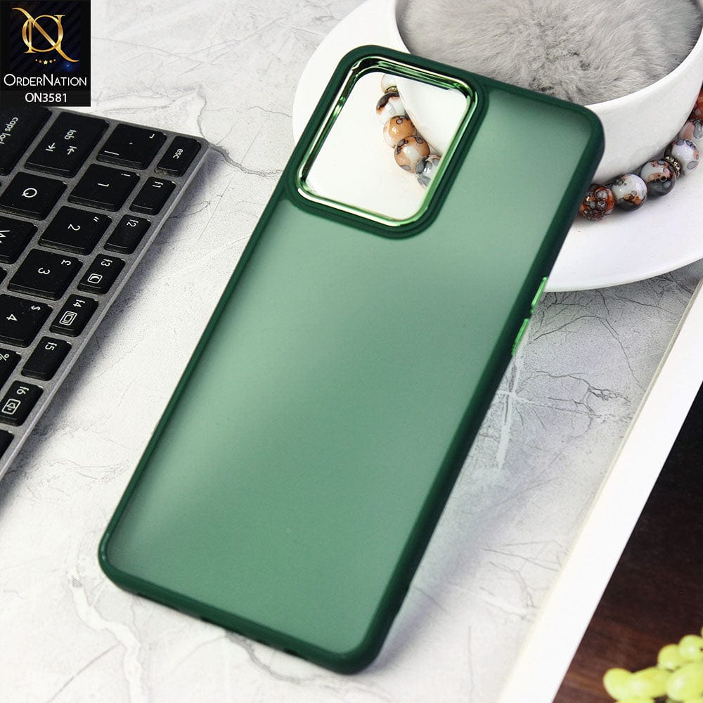 Oppo Reno 7 4G  Cover - Green -  Trendy Electroplating Camera Shiny Borders Crash Resistant Pc+Tpu Protective Case