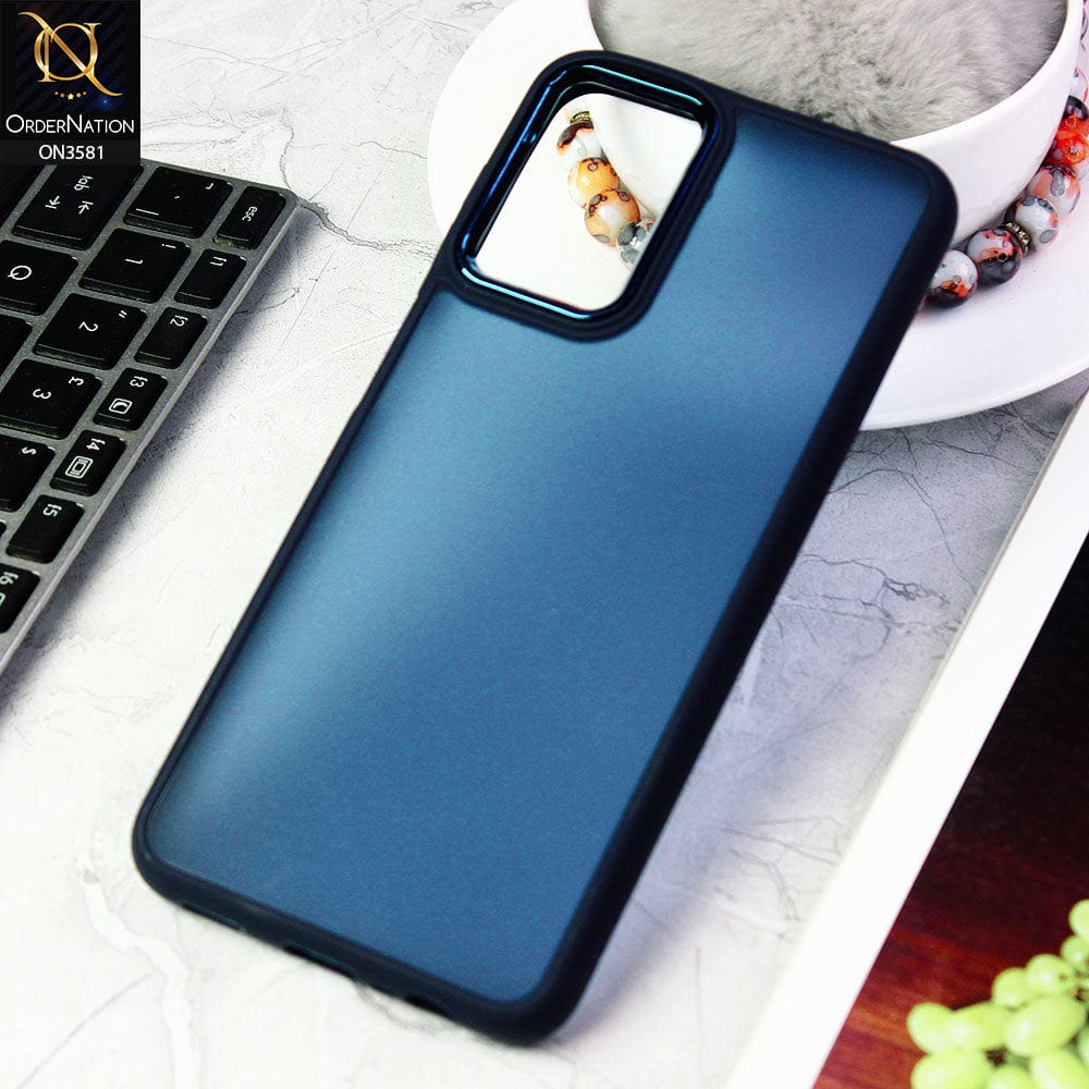 Samsung Galaxy A13 5G Cover - Blue -  Trendy Electroplating Camera Shiny Borders Crash Resistant Pc+Tpu Protective Case