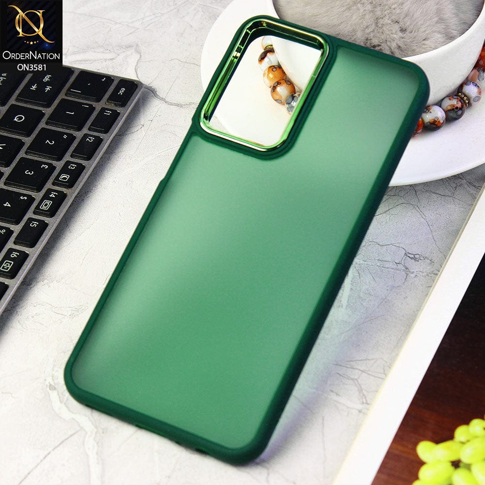 Samsung Galaxy A23 5G Cover - Green -  Trendy Electroplating Camera Shiny Borders Crash Resistant Pc+Tpu Protective Case