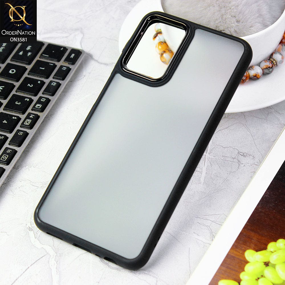 Samsung Galaxy A32 Cover - Black -  Trendy Electroplating Camera Shiny Borders Crash Resistant Pc+Tpu Protective Case