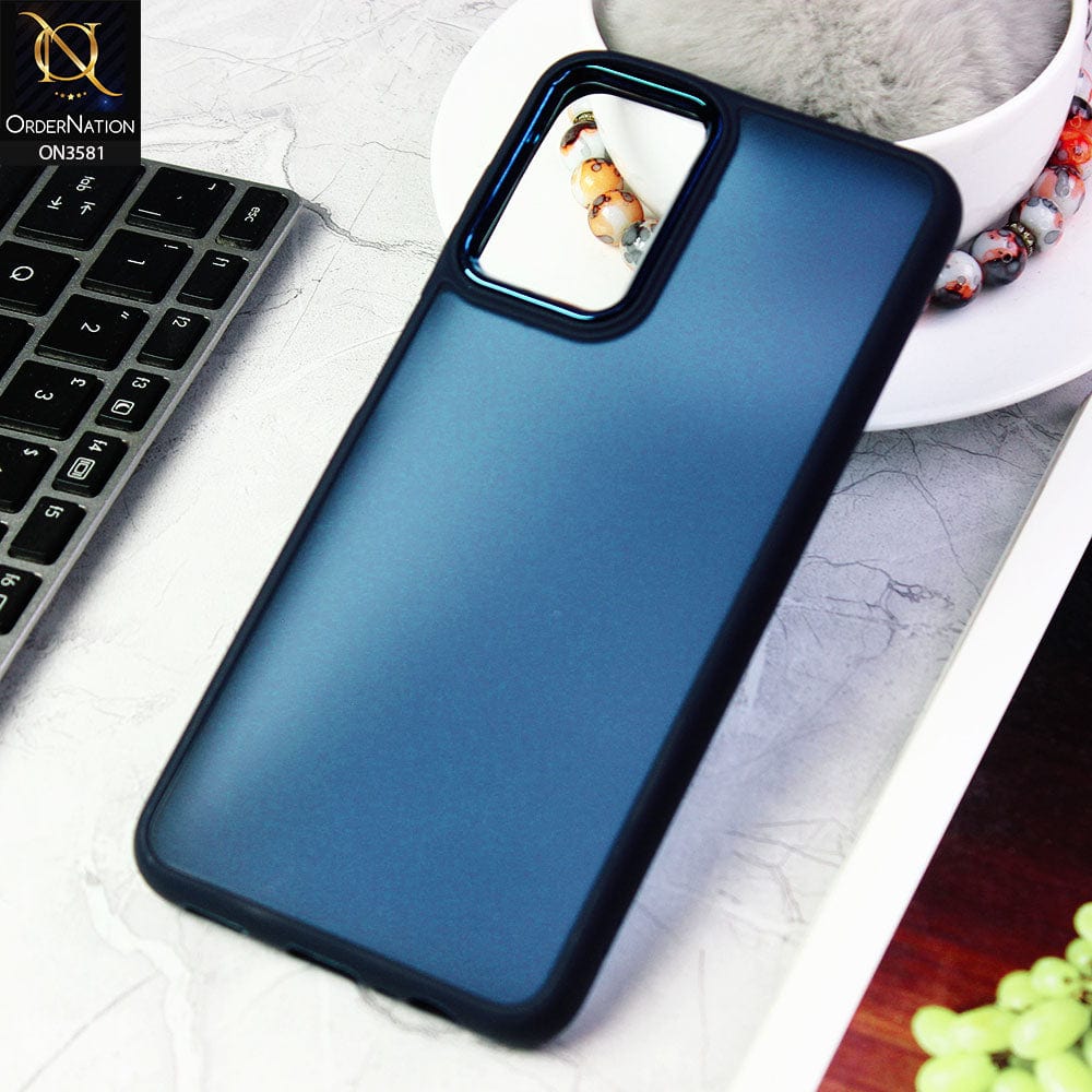Samsung Galaxy A32 Cover - Blue -  Trendy Electroplating Camera Shiny Borders Crash Resistant Pc+Tpu Protective Case