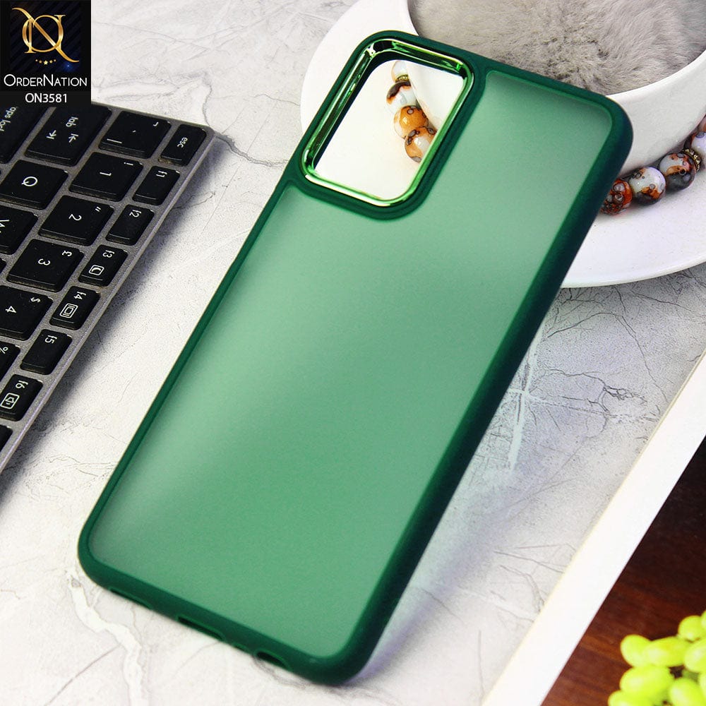 Samsung Galaxy A32 Cover - Green -  Trendy Electroplating Camera Shiny Borders Crash Resistant Pc+Tpu Protective Case
