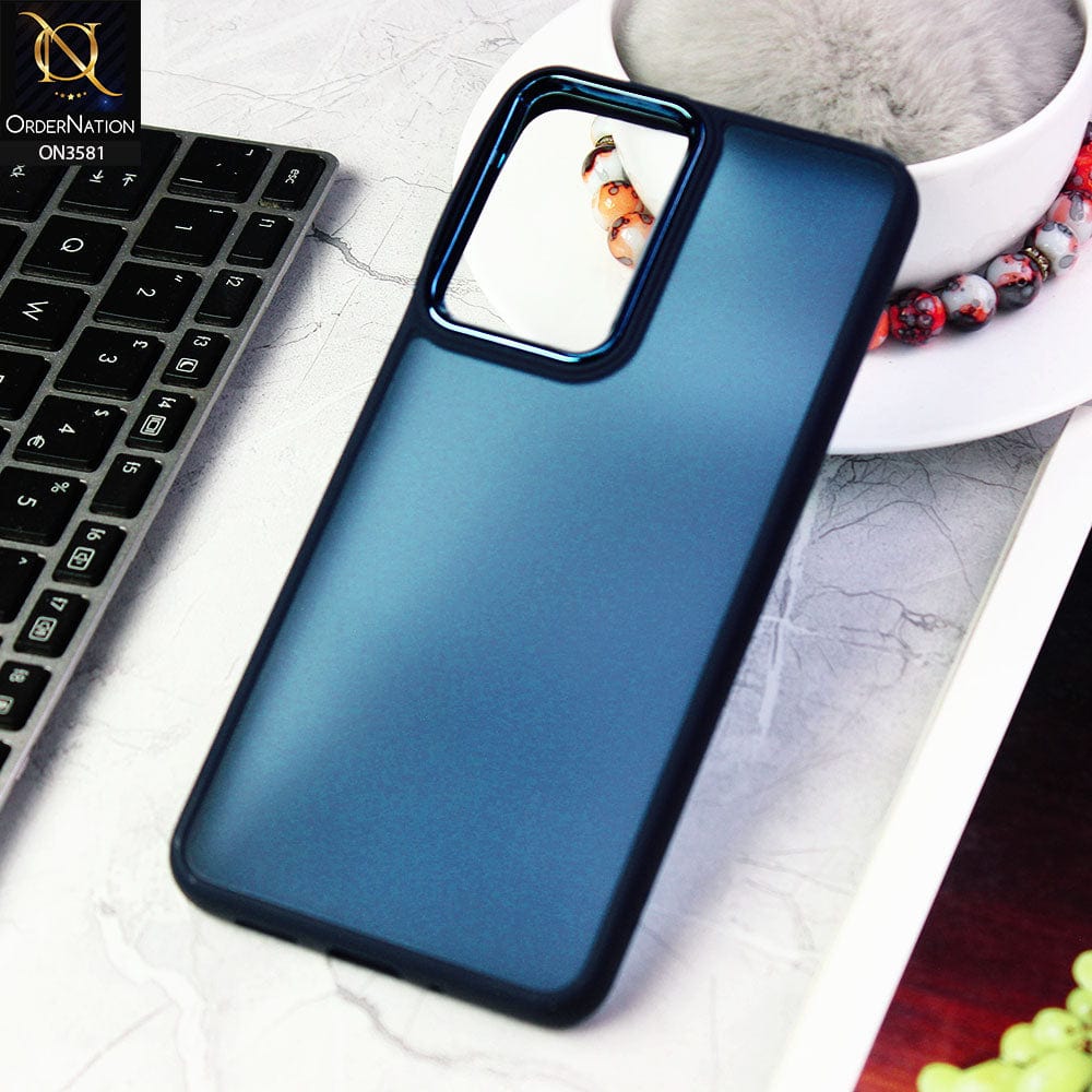 Samsung Galaxy A33 5G Cover - Blue -  Trendy Electroplating Camera Shiny Borders Crash Resistant Pc+Tpu Protective Case