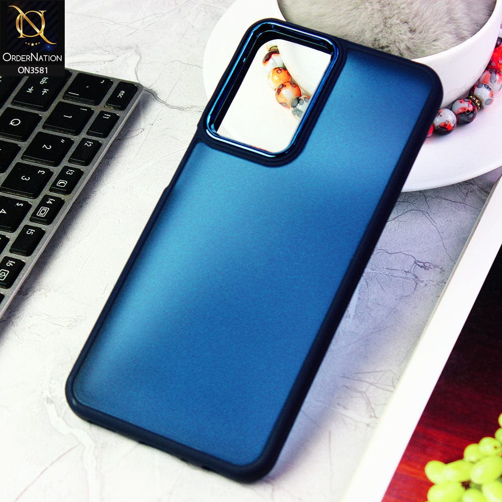 Samsung Galaxy A53 5G Cover - Blue -  Trendy Electroplating Camera Shiny Borders Crash Resistant Pc+Tpu Protective Case