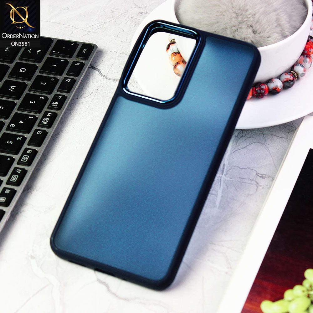 Samsung Galaxy A73 5G  Cover - Blue -  Trendy Electroplating Camera Shiny Borders Crash Resistant Pc+Tpu Protective Case