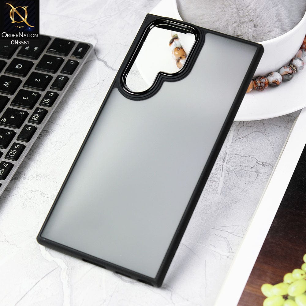 Samsung Galaxy S22 Ultra 5G  Cover - Black -  Trendy Electroplating Camera Shiny Borders Crash Resistant Pc+Tpu Protective Case