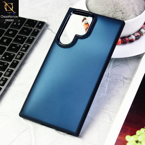 Samsung Galaxy S22 Ultra 5G  Cover - Blue -  Trendy Electroplating Camera Shiny Borders Crash Resistant Pc+Tpu Protective Case