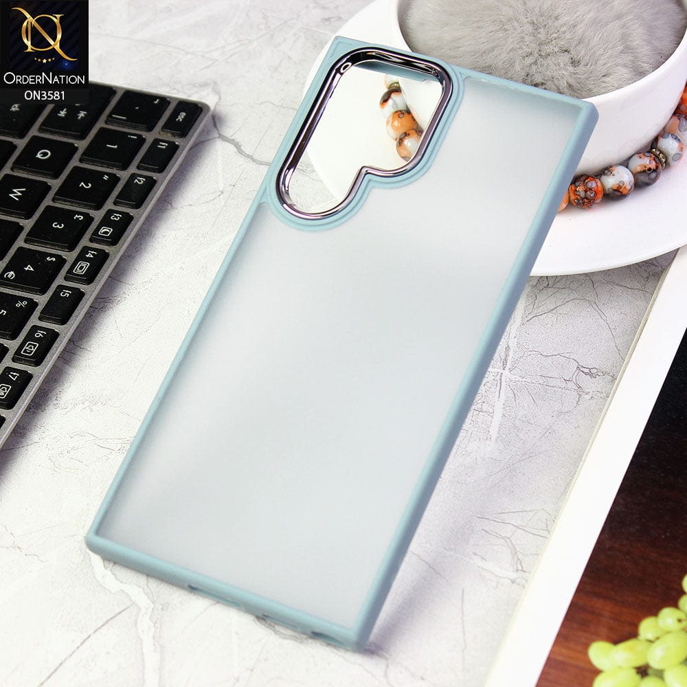 Samsung Galaxy S22 Ultra 5G  Cover - Gray -  Trendy Electroplating Camera Shiny Borders Crash Resistant Pc+Tpu Protective Case