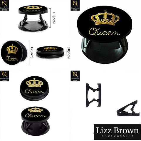 Mobile Holder  - Black -All New Lovely Queen Foldable Finger Ring Holder Phone Stand