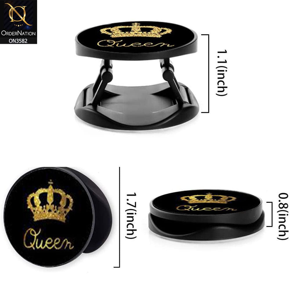 Mobile Holder  - Black -All New Lovely Queen Foldable Finger Ring Holder Phone Stand