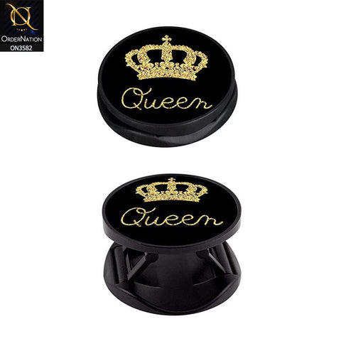 Mobile Holder  - Black -All New Lovely Queen Foldable Finger Ring Holder Phone Stand
