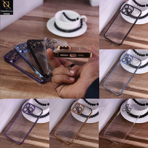 iPhone 14 Pro Cover - Black -  Color Borders Camera Protection Clear Back Case